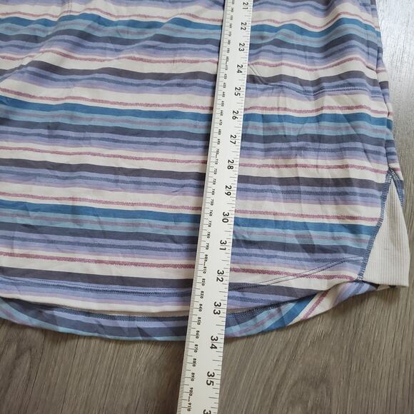 Title Nine Dress Womens Small Blue Purple Striped Short Sleeve Casual Pockets - Picture 5 of 8